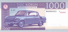 Bancnota Cehoslovacia 1.000 Korun 2016 - SPECIMEN ( Skoda - hartie cu filigran ) foto