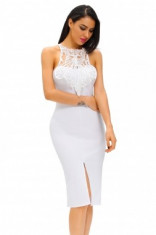 P464-2 Rochie midi eleganta, de party, decorata cu broderie foto