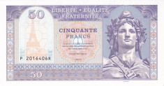 Bancnota Franta 50 Franci 2015 - SPECIMEN ( proba v.2 pe hartie cu filigran ) foto