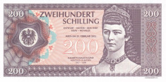 Bancnota Austria 200 Schilling 2015 - SPECIMEN ( proba pe hartie cu filigran ) foto