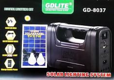 Set Panou Solar 7W cu lanterna Gdlite GD-8037 foto