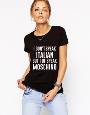 Tricou dama negru - I speak foto