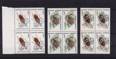 ROMANIA 1996 LP 1404 INSECTE UZUALE 2500 L 700L 1500L HARTIE CRETATA BL4 MNH foto