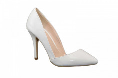 Pantofi dama albi Stiletto - toc 10 cm, model Serendipity foto