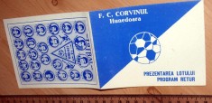 PROGRAM FOTBAL - F C CORVINUL HUNEDOARA foto