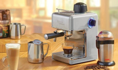 Expresor de cafea si cana metalica cu termometru, Grii grafit foto