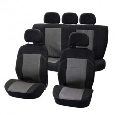 Huse scaune Seat Altea set huse auto fata si spate Suede Black negru cu gri foto