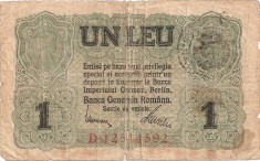 ROMANIA 1 LEU BGR 1917 U foto