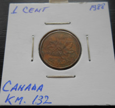 CANADA 1 Cent -1988 Bronze ? 2.5 g ? ? 19.1 mm KM# 132, foto