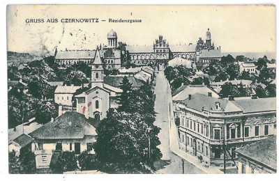 3577 - CERNAUTI, Bucovina, Panorama - old postcard, CENSOR - used - 1910 foto