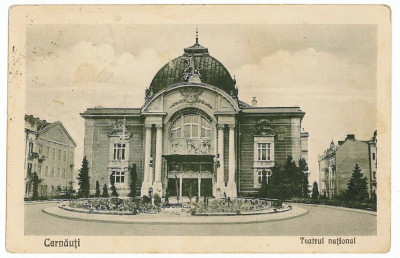 171 - CERNAUTI, Bucovina, National Theatre - old postcard - used - 1925 foto
