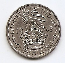 Marea Britanie 1 Shilling 1948 - (English crest; &amp;quot;IND:IMP&amp;quot;) JM1 , 23.5mm KM-863 foto