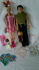 Set Papusi Barbie Ken Familie cu fetita lor, cainele, accesorii Mattel foto