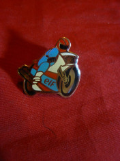 Insigna Curse Motocicleta , sponsor ELF , L= 2,3 cm , metal si email foto