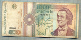 A1374 BANCNOTA-ROMANIA-1000 LEI-1991 -SERIA 0006 -EMINESCU -starea care se vede