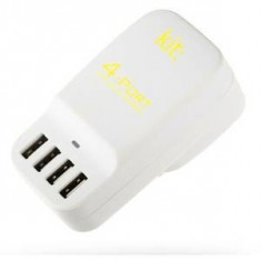 Incarcator retea Kit USBMC6INTWH, cu adaptor universal UK, EU, US, 4 USB, 6.8A (Alb) foto