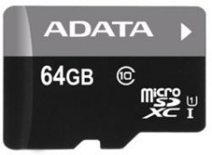 Flash Memory Card ADATA Premier Micro SDXC 64GB Speed Class 10 Black OTG Reader foto