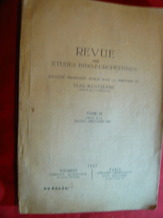 Revista Studiilor Indo-Europene 1947 vol.IV ,studii in lb.franceza ,italiana