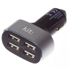 Kit Incarcator telefon Kit Auto standard Quad, 4 x USB, Putere 8000 mAh, Argintiu foto