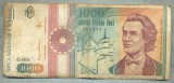 A1378 BANCNOTA-ROMANIA-1000 LEI-1991 -SERIA 0024 -EMINESCU -starea care se vede