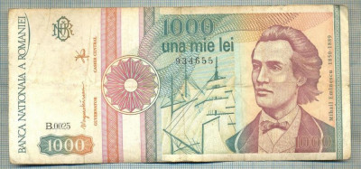 A1393 BANCNOTA-ROMANIA-1000 LEI-1991 -SERIA 0025 -EMINESCU -starea care se vede foto