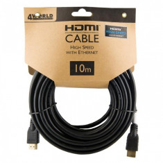 4World Cablu HDMI - HDMI High Speed cu Ethernet (v1.4), 3D, HQ, negru, 10m foto
