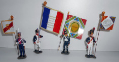 4 soldati de plumb Hachette napoleonieni, cu drapele foto