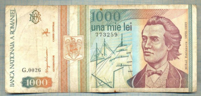 A1354 BANCNOTA-ROMANIA-1000 LEI-1993 -SERIA 0026 -EMINESCU -starea care se vede foto