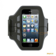 Husa armband pentru iPhone 5, Slim Fit, Neopren, Negru cu gri, F8W299vfC00 foto