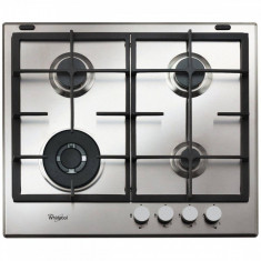 Plita incorporabila Whirlpool Ambient GMA 6422 IX, Gaz, 4 Arzatoare, 60 cm, Gratare fonta, Inox foto