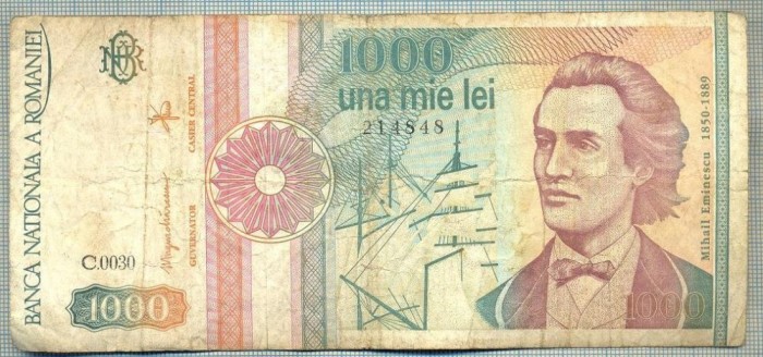 A1385 BANCNOTA-ROMANIA-1000 LEI-1991 -SERIA 0030 -EMINESCU -starea care se vede