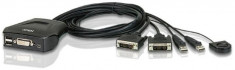 ATEN CS22D 2-Port USB DVI KVM Switch, Remote port selector, 0.9m cables foto
