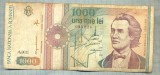 A1364 BANCNOTA-ROMANIA-1000 LEI-1991 -SERIA 0011 -EMINESCU -starea care se vede