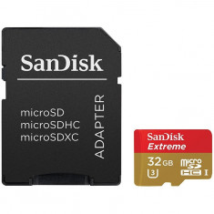 Card Sandisk Extreme microSDHC 90Mbs UHS-I U3 32GB Clasa 10 cu adaptor SD foto