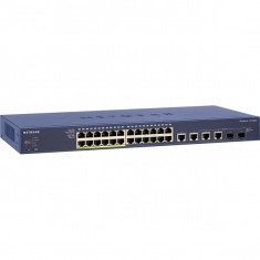 Switch Netgear FS728TLP, cu management, cu PoE, 24x100Mbps-RJ45 (12xPoE) + 4x100/1000Mbps-RJ45 (sau 2xSFP) foto