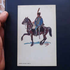 Carte postala veche cu tematica militara,printata in Ungaria.