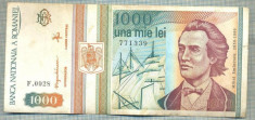 A1373 BANCNOTA-ROMANIA-1000 LEI-1993 -SERIA 0028 -EMINESCU -starea care se vede foto