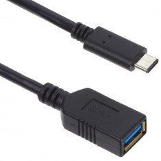 Cablu date incarcare USB-C 3.1 (tata) - USB-A (mama), Negru foto