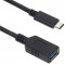 Cablu date incarcare USB-C 3.1 (tata) - USB-A (mama), Negru