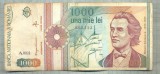 A1395 BANCNOTA-ROMANIA-1000 LEI-1991 -SERIA 0024 -EMINESCU -starea care se vede