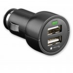 Techly Car USB charger 5V 3.1A, 12/24V, two USB ports, black foto