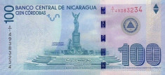 Nicaragua 100 Cordobas 2012 - Fir de securitate lat, Prefix A/1, P-208 UNC !!! foto