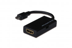 ASSMANN USB 2.0 HighSpeed MHL Adapter Cable microUSB B M/HDMI A F 0,15m black foto