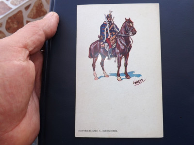 Carte postala veche cu tematica militara,printata in Ungaria. foto