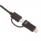 Cablu date incarcare - 2 in 1 - Micro USB Lightning MFI, Negru