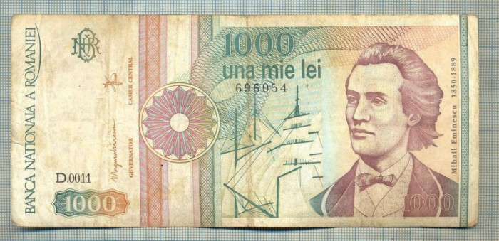 A1392 BANCNOTA-ROMANIA-1000 LEI-1991 -SERIA 0011 -EMINESCU -starea care se vede