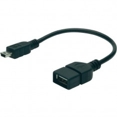 USB adapter cable, OTG, mini B/M - A/F foto