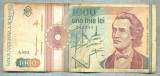 A1376 BANCNOTA-ROMANIA-1000 LEI-1991 -SERIA 0024 -EMINESCU -starea care se vede