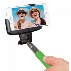 Selfie Stick extensibil cu control actionare shutter pe bluetooth si suport de telefon, Verde foto