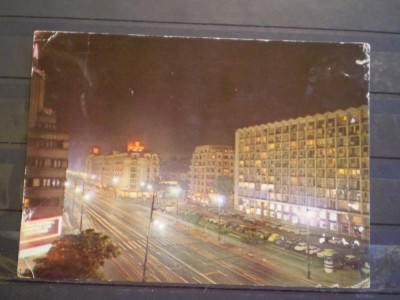 R.S.R. - BUCURESTI - VEDERE NOCTURNA - CIRCULATA, TIMBRATA . foto